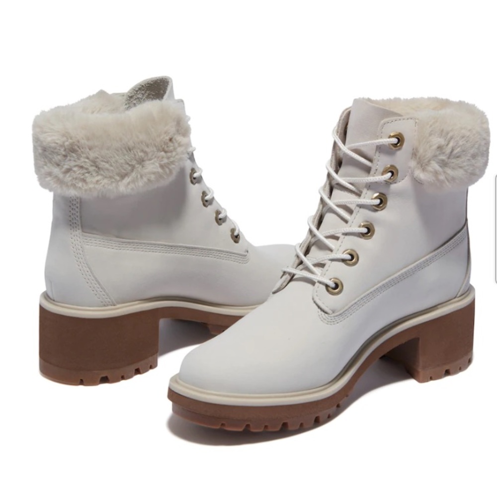 White funny timberland boots with heel